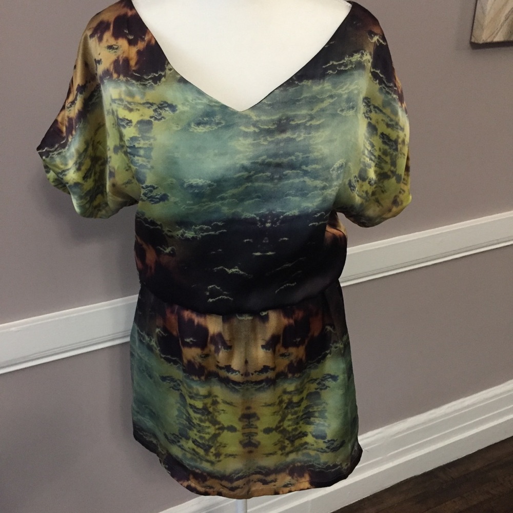 Raw silk sunset printed dress - Picture 4 of 8